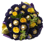 Purple Ferrero Rocher Chocolate Bouquet with Roses