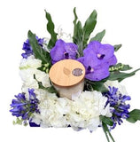 Purple Flower Box with a Candle - Flowers Box London