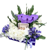 Purple Flower Box with a Candle - Flowers Box London