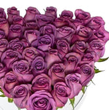Purple Roses Heart Box - Flowers Box London