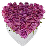 Purple Roses Heart Box - Flowers Box London