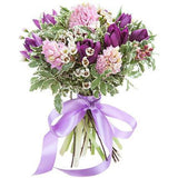 Purple Tulips with Hyacinths Bouquet - Flowers Box London