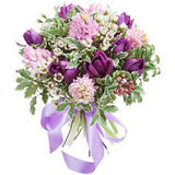 Purple Tulips with Hyacinths Bouquet - Flowers Box London