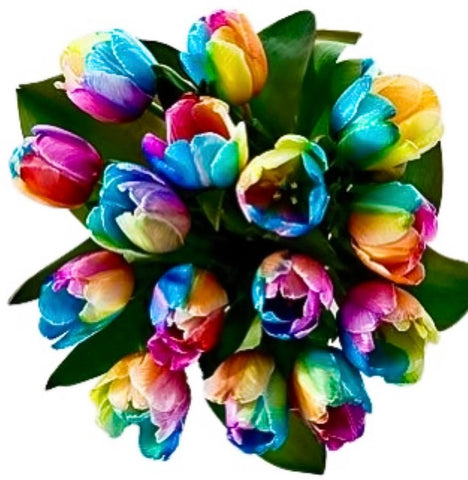 Rainbow Tulips Bouquet - Flowers Box London