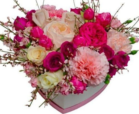 Raspberry Heart Box - Flowers Box London