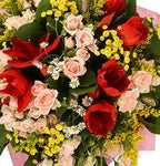 Red Amaryllis and Spray Roses Bouquet - Flowers Box London