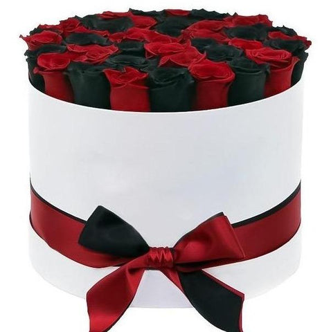 Red and Black Roses Hat Box - Flowers Box London