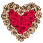 Red and Gold Roses Heart Box