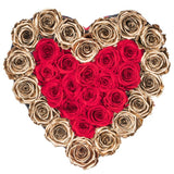 Red and Gold Roses Heart Box