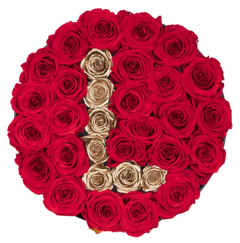 Red and Gold Roses Initial