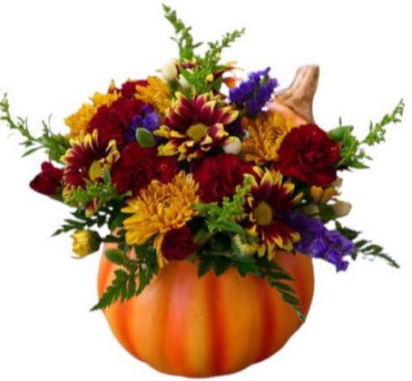 Red and Orange Pumpkin Arrangement - Flowers Box London