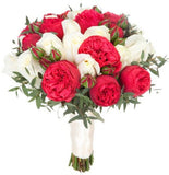 Red and White Bridal Bouquet - Flowers Box London