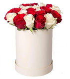 Red and White Roses Box - Flowers Box London