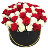 Red and White Roses Box - Flowers Box London