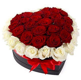 Red and White Roses in a Box - Flowers Box London