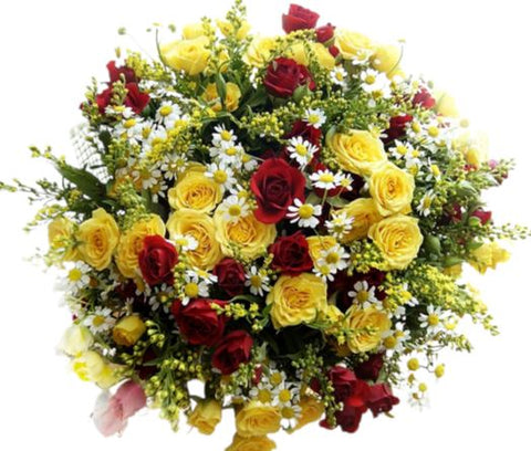 Red and Yellow Spray Roses Sunshine Bouquet