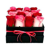 Red & Blush Roses Box - Flowers Box London