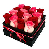 Red & Blush Roses Box - Flowers Box London