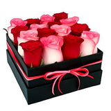 Red & Blush Roses Box - Flowers Box London