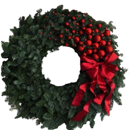 Red Buables Christmas Door Wreath - Flowers Box London