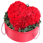 Red Carnations Heart in Hat Box