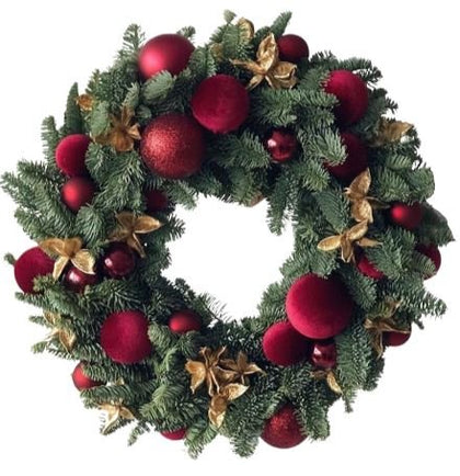Red Charm Christmas Wreath - Flowers Box London