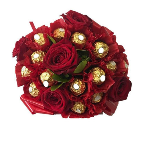Red Ferrero Rocher Chocolate Bouquet with Roses