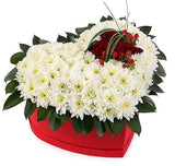 Red on White Heart Box - Flowers Box London