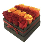 Red & Orange Roses Signature Box - Flowers Box London