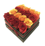 Red & Orange Roses Signature Box - Flowers Box London