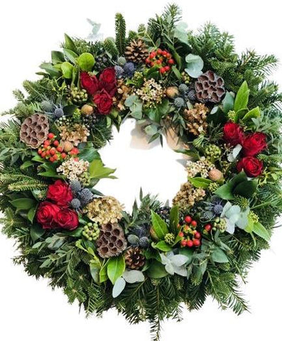 Red Roses and Berry Wild Wreath