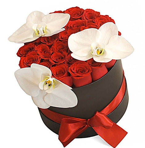 Red Roses and Birds Hat Box