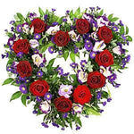 Red Roses & Purple Open Heart
