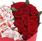 Red Roses & Raffaello Chocolate Heart Box
