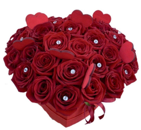 Red Roses with Diamonds Box
