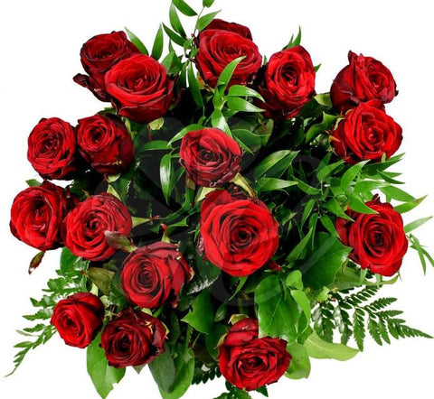 Red Roses with Greenery