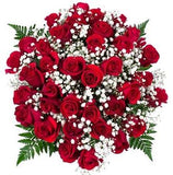 Red Roses with Gypsophila Bouquet