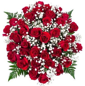 Red Roses with Gypsophila Bouquet