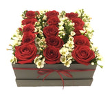 Red Roses with Wax Flowers Box