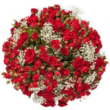 Red Spray Roses & Gypsophila Bouquet - Flowers Box London