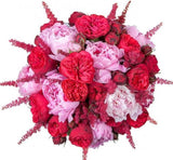 Red Spray Roses & Pink Peonies Bouquet - Flowers Box London