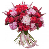 Red Spray Roses & Pink Peonies Bouquet - Flowers Box London