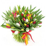 Red White and Yellow Tulips Bouquet