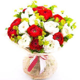 Red & White Ranunculus Bouquet - Flowers Box London