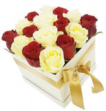 Red & White Roses Box - Flowers Box London
