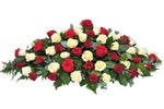 Red & White Roses Casket Cover