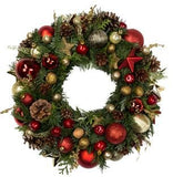 Red with Gold Christmas Wreath - Flowers Box London