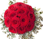 Romantic Red Roses Bouquet With Eucalyptus