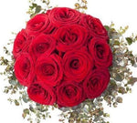 Romantic Red Roses Bouquet With Eucalyptus Bridal Bouquet