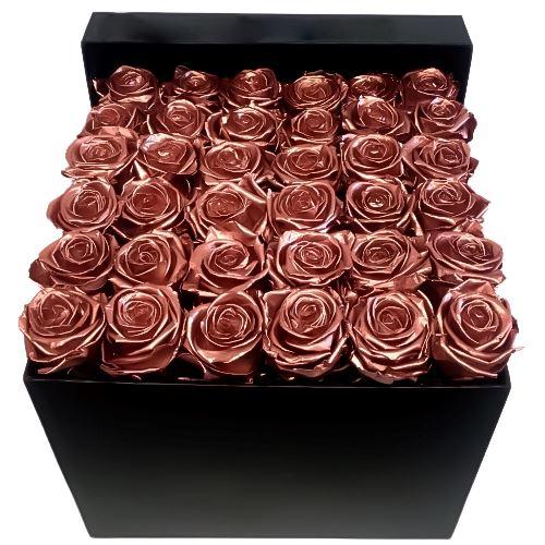 Gold Roses In A Box Rose Gold Roses in a Box – Flowers Box London